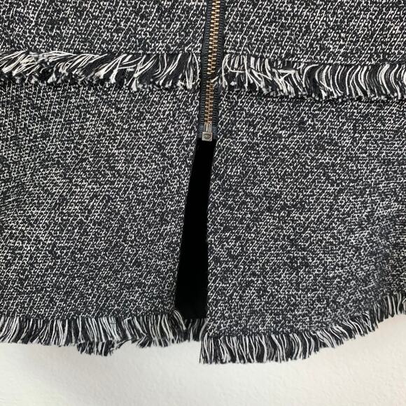 BCBGMAXAZRIA Ruffle Zip Up Marbled Fringe Black Vest Top Shirt – Large - Picture 10 of 15